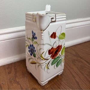 Antique Hand Painted Square Porcelain Pitcher